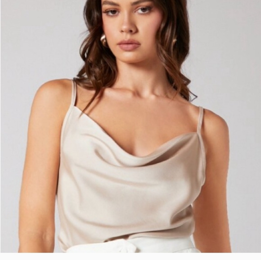 INC WOMEN'S CHAMPAGNE COWL NECK TANK SIZE XL NWT